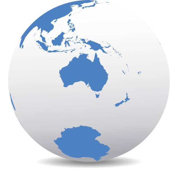 illustrations, cliparts, dessins animés et icônes de l'australie et la nouvelle-zélande, pôle sud, antarctique, global monde - australia new zealand globe world map