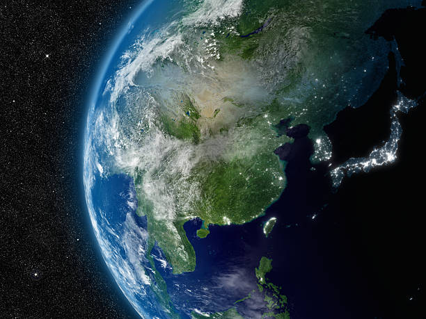 East Asia from space stock photo