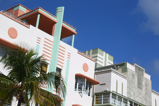 Buildings Art Deco in Ocean Drive, Miami Beach