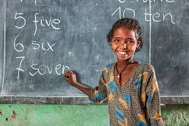 istock African little girl is learning English language 485371658