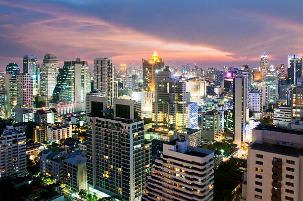 istock Bangkok skyline in twilight time, Thailand 485371823
