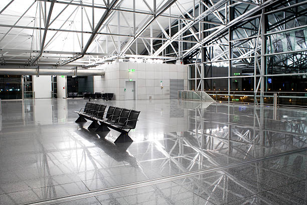 Illuminated waiting hall at airport