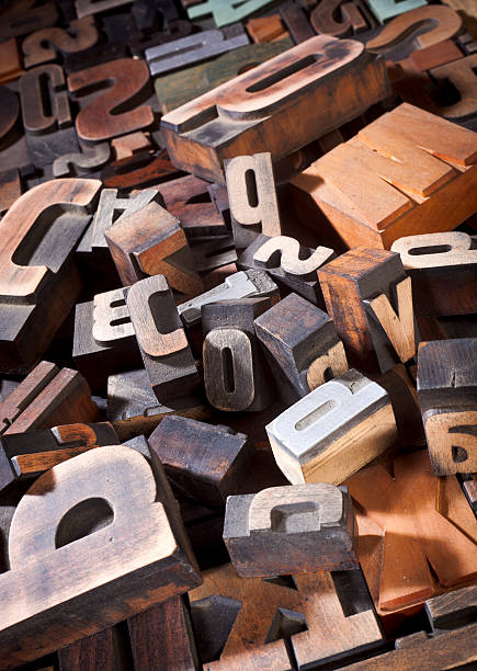 istock Vintage letterpress printing blocks 485371953