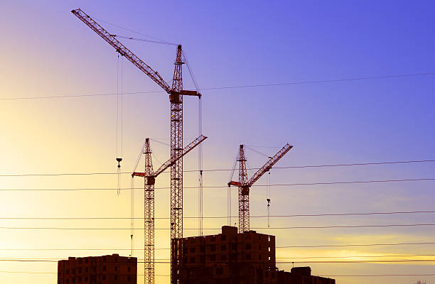 istock Lift crane building a new residential building 485372046
