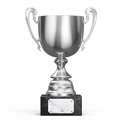 3d render Silver cup close-up (clipping path and isolated)