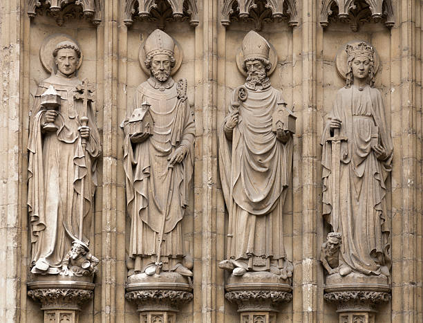 istock Four christian statues in Antwerpen, Belgium 485373193