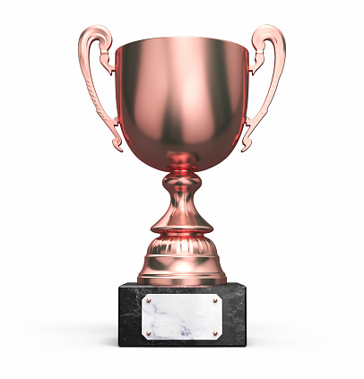 3d render Bronze cup close-up (clipping path and isolated)