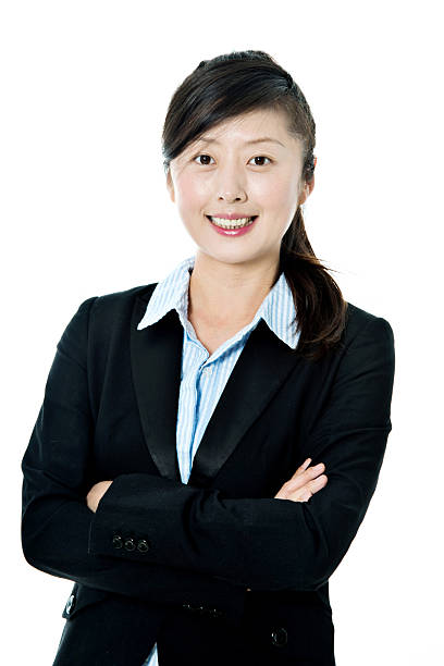 istock Attractive asian businesswoman with hands folded 485374110