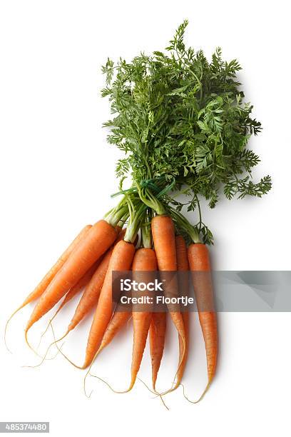 Vegetables Carrots Isolated On White Background Stock Photo - Download Image Now - Carrot, Bunch, Leaf