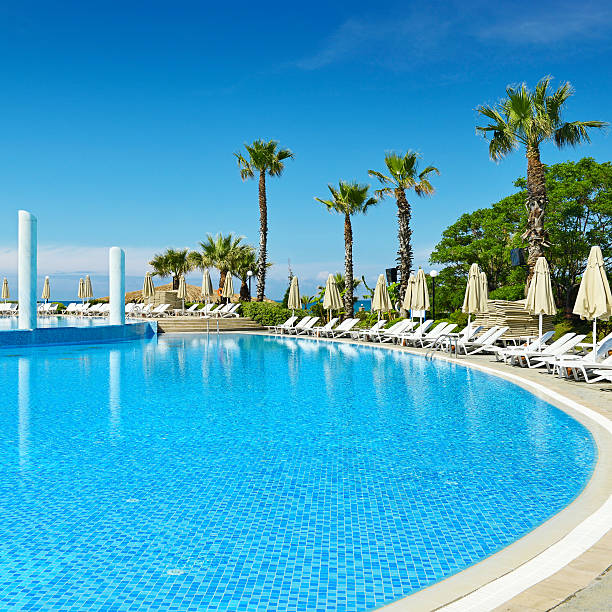 istock Outdoor swimming pool on the beach 485374611