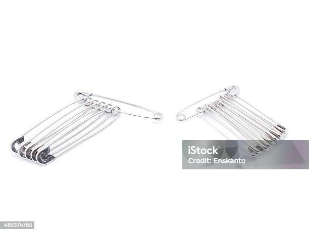 Pins On A White Background Stock Photo - Download Image Now - Assistance, Attached, Clip - Office Supply