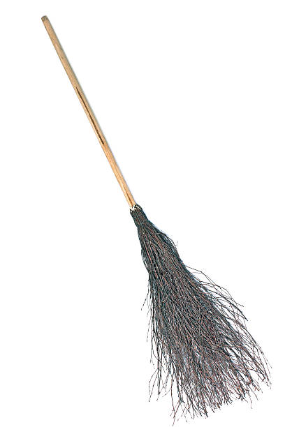 istock Wicked broom - witch's broomstick isolated on white 485375017