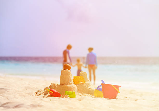 istock sand castle and toys on tropical beach 485375580