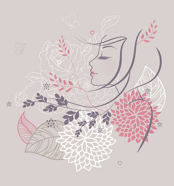 ilustraciones, imágenes clip art, dibujos animados e iconos de stock de ilustración vectorial de mujer bella - flower single flower spa white