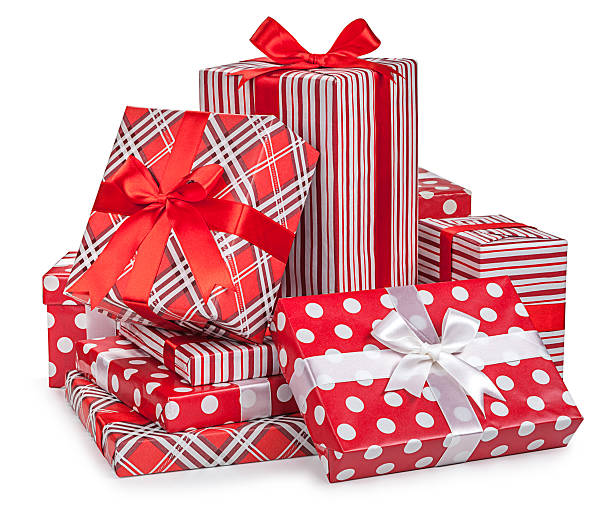 istock Christmas gifts box isolated on white background 485375688