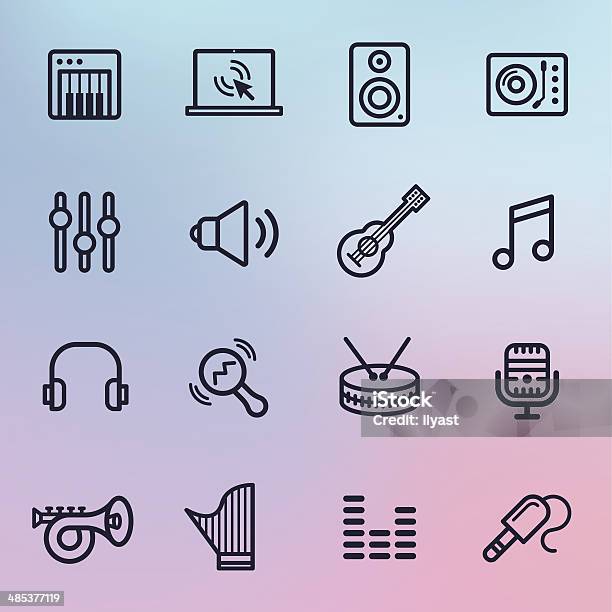 Musiksymbole Stock Vektor Art und mehr Bilder von Aufnahmegerät - Aufnahmegerät, Icon, Lärm
