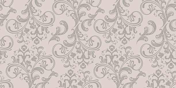 벡터 일러스트레이션 다마스크 패턴 - baroque style seamless single flower decoration stock illustrations