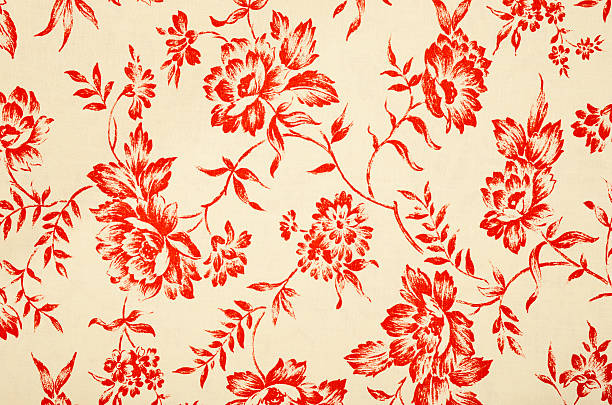 Floral pattern on white fabric. stock photo