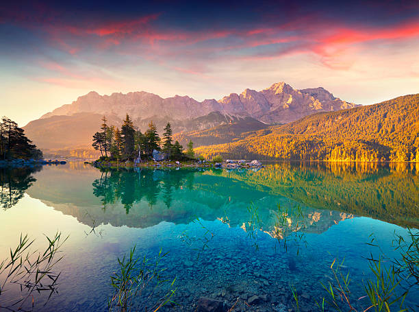 istock Colorful summer sunrise on the Eibsee lake 485387416