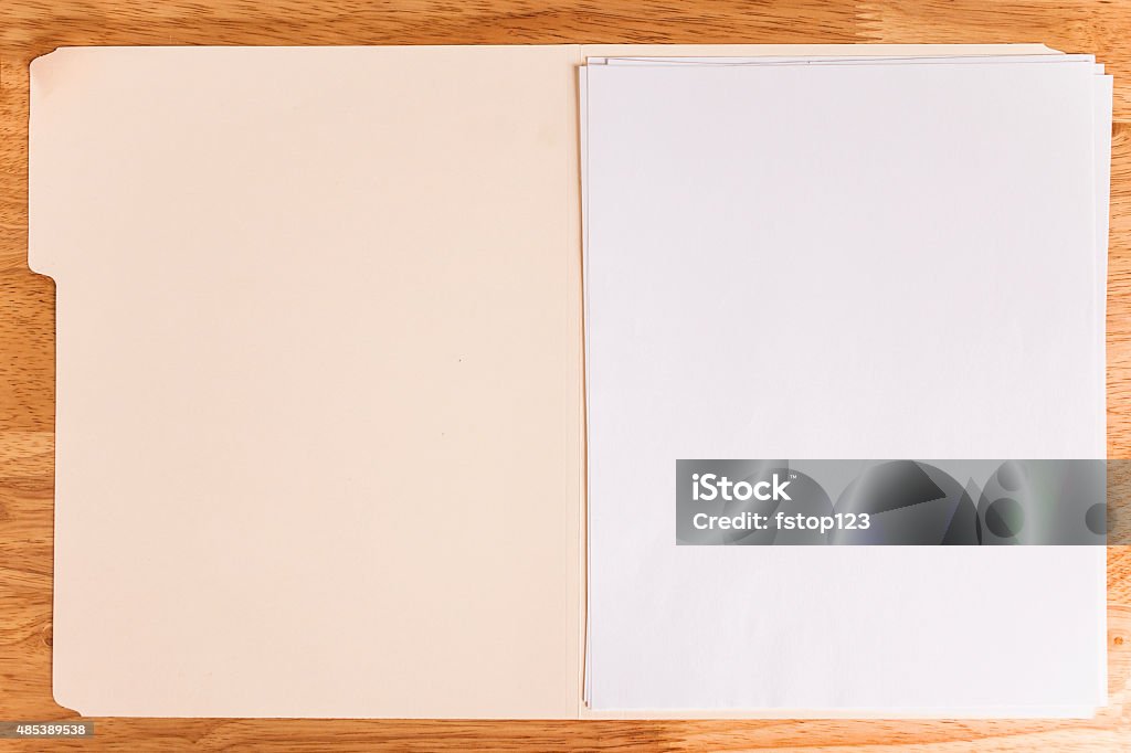Open File Paper Image Open Manila File Folder With Blank Papers On Desk Stock Photo ...