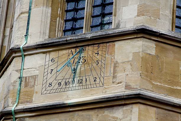 istock Old Fashioned Sun Dial On English Building 485392630