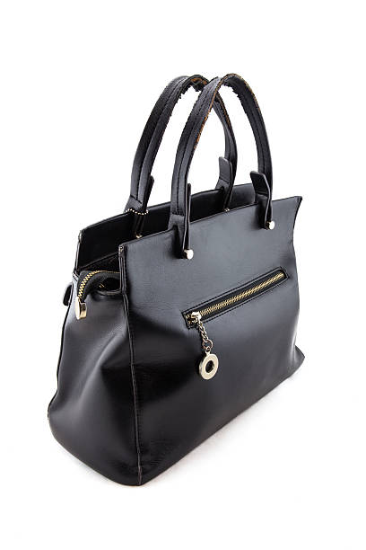 istock Black leather female bag on white background. 485396814