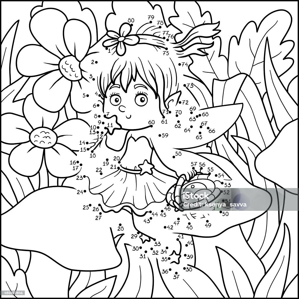 Numbers game (little fairy with a basket of fruit) Numbers game for children (little fairy with a basket of fruit) Child stock vector