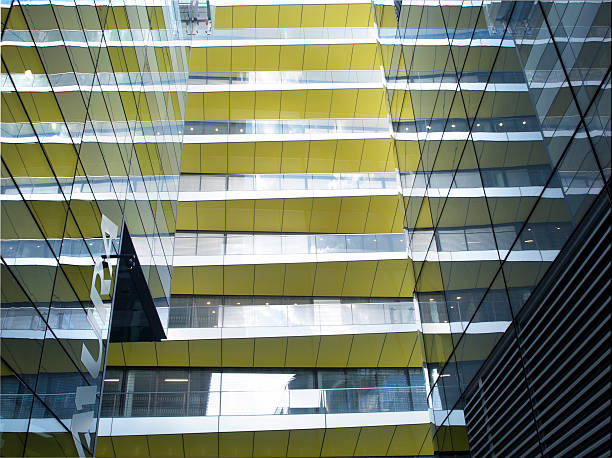 Yellow balconies stock photo