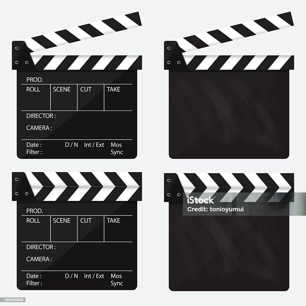 Movie clapperboard. Blank movie clapperboard. Vector. Set of movie clapperboard. Blank movie clapperboard.  Vector Illustration Film Slate stock vector