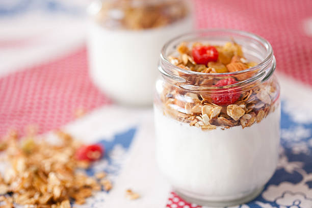 istock delicious and healthy yogurt with granola 485407825