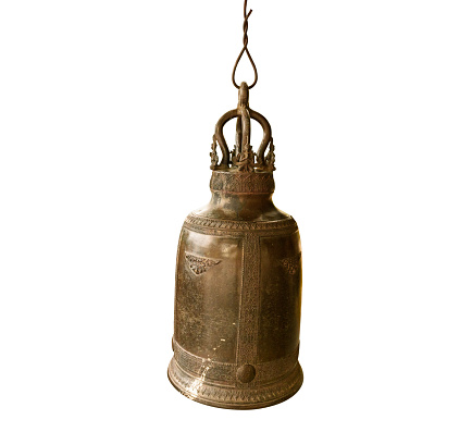 The bell in thai temple. isolated on white background with clipping path