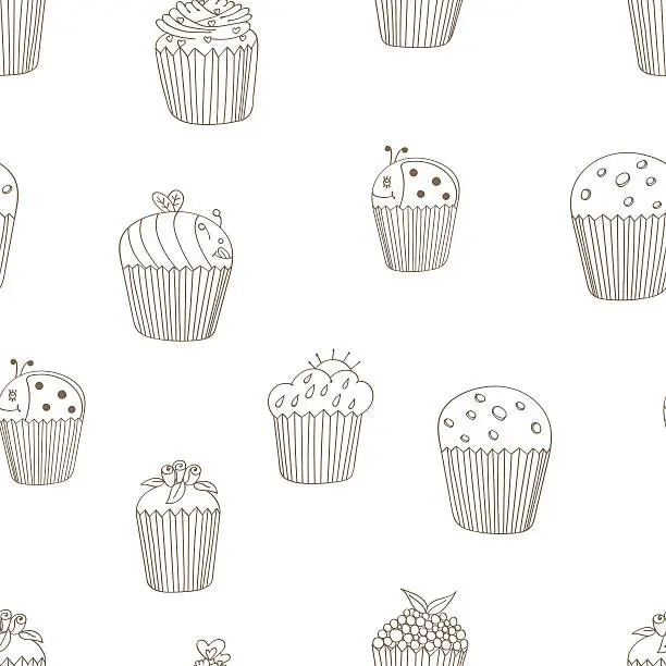 Vector illustration of cupcakes  pattern