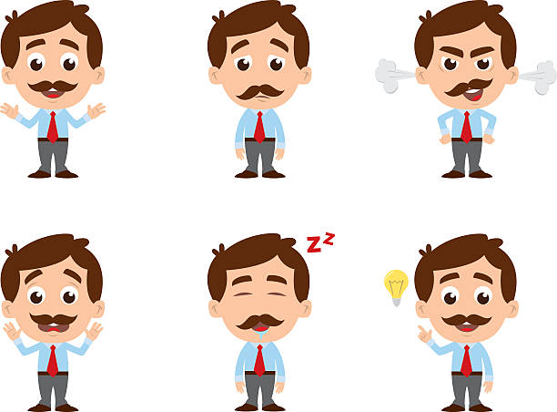 businessman set of emotions vector art illustration