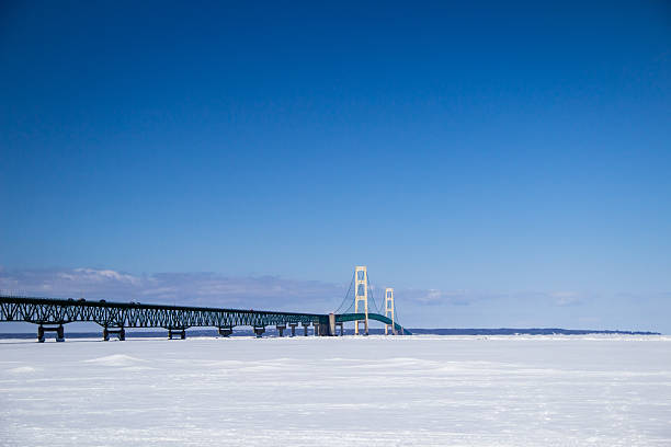 istock Winter At The Mackinaw Bridge 485410889