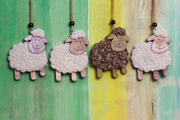 istock Handmade White and Black Sheep Hanging Decoration 485411897
