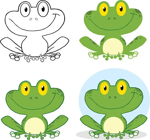 Vector illustration of Collection of Cute Frogs Sitting