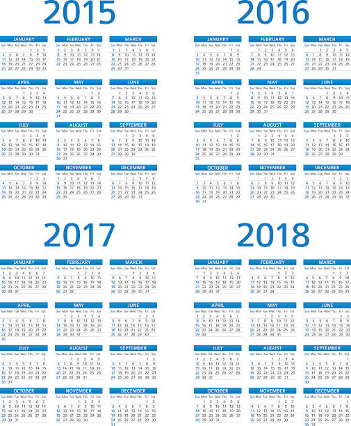 Calendar 2015 2016 2017 208 - illustration Vector illustration of 2015 2016 2017 2018 Calendars 2018 calendar stock illustrations