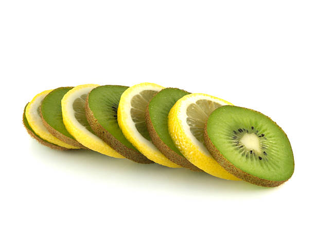 istock Isolated slices of lemon and kiwi. Fresh fruit. 485413245