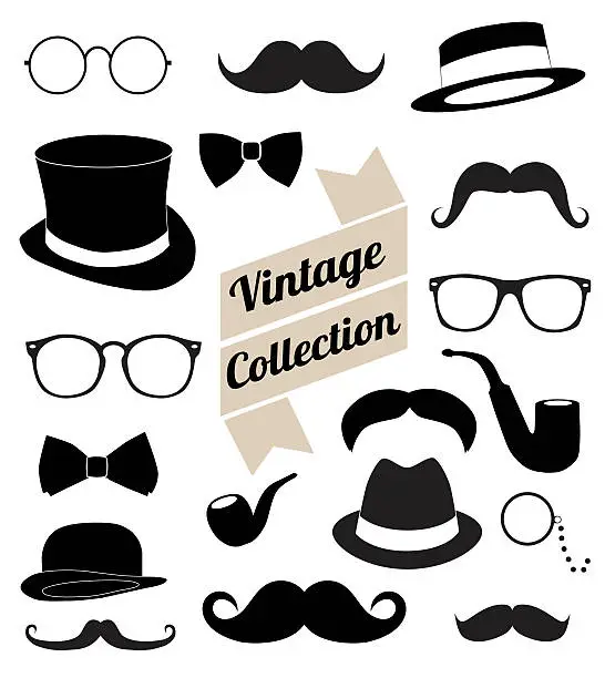 Vector illustration of set of collection vintage fashion elements vector illustration
