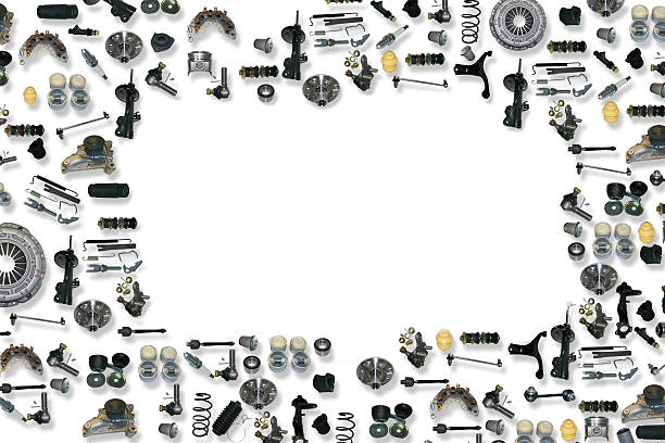 Spare parts car on the white background set