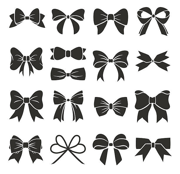 Decorative bows Set of graphical decorative bows. Vector sillouettes gift silhouettes stock illustrations