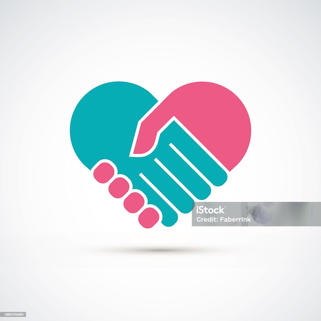 Heart symbol Hands together. Heart symbol. Vector illustration Handshake stock vector