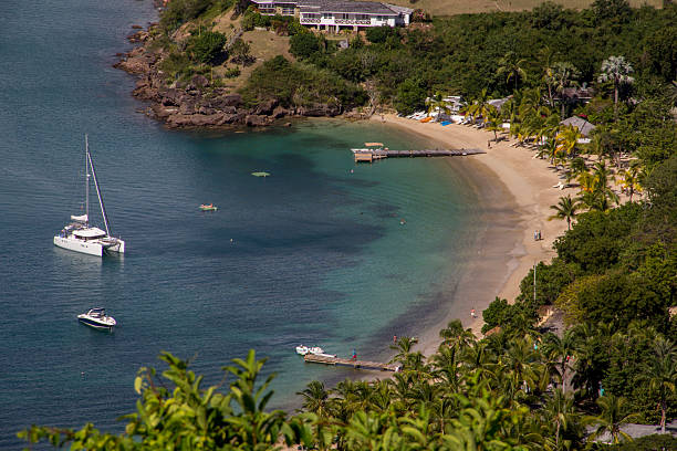 Aerial view of a bay stock photo