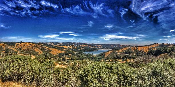 Nature: Mountains, valley and reservoir Reservoir in Lafayette, California contra costa county stock pictures, royalty-free photos & images