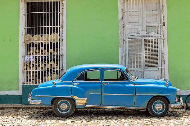 istock Blue classic car in Trinidad, Cuba 485421482