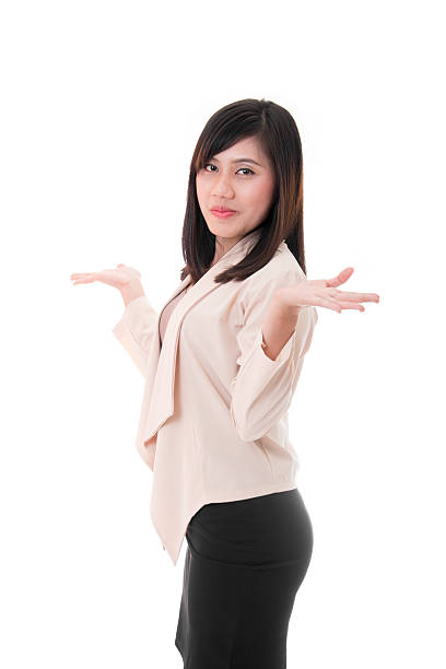 istock Businesswoman HJolding Copyspace On Both Hands 485423050