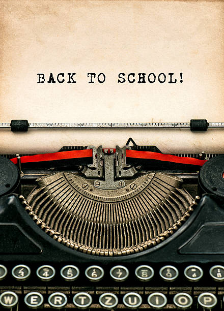 istock Antique typewriter with aged textured paper sheet Back to school 485426108