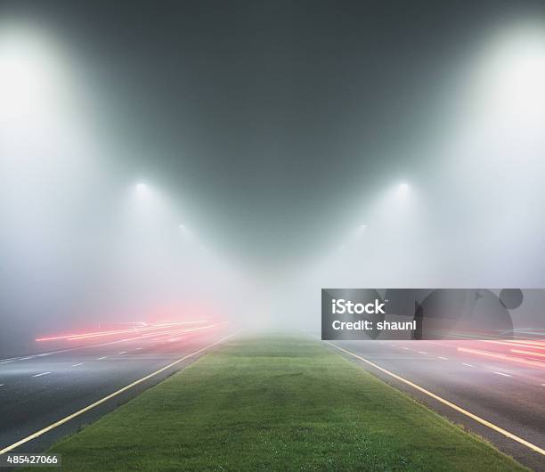 Wrong Turn In Fog Stock Photo - Download Image Now - 2015, Blurred Motion, Canada