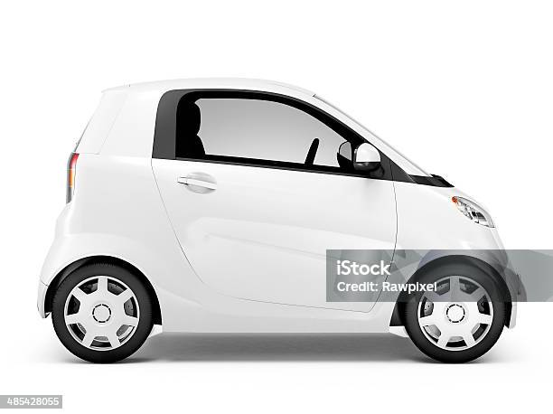 Side View Studio Shot Of White Mini Car Stock Photo - Download Image Now - Car, White Color, Small