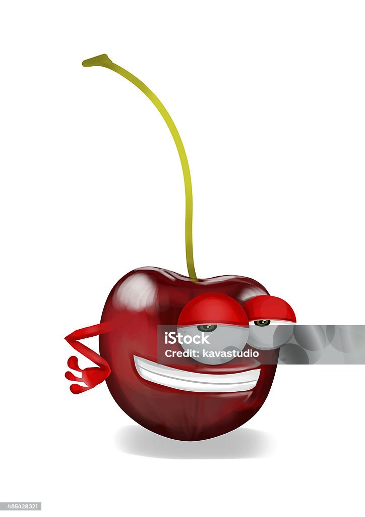 Cool Red Cherry Cartoon Character With Halfopen Sly Eyes Smiling Stock  Photo - Download Image Now - iStock